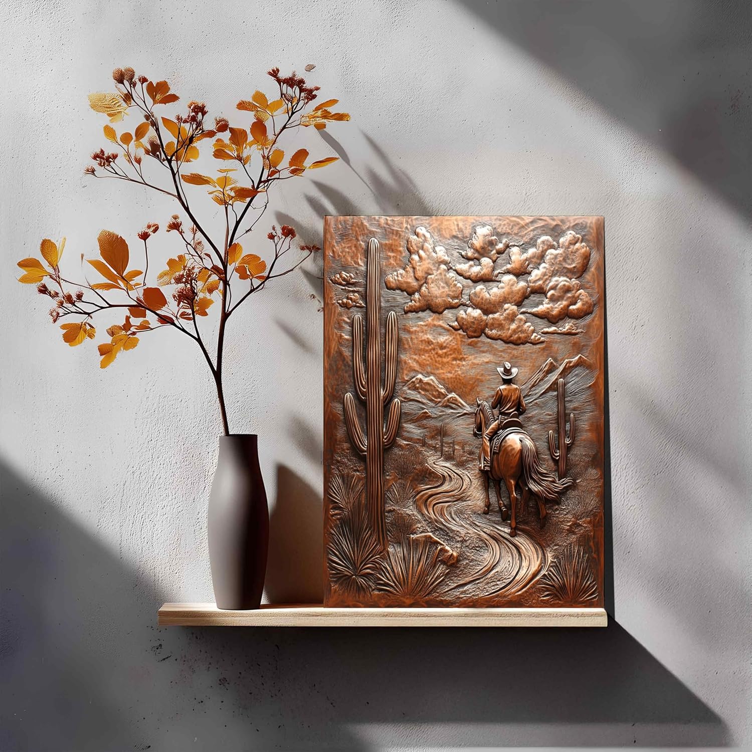 Rustic Copper Metal Wall Panel Art