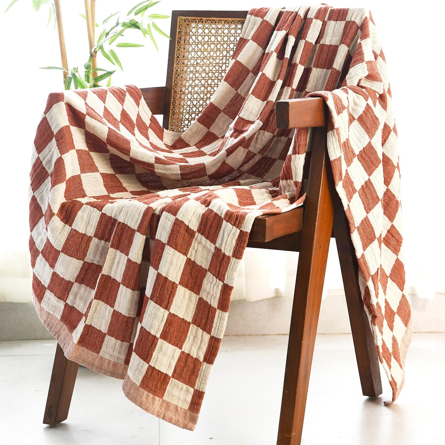 Rust Cotton Fall Throw Blanket