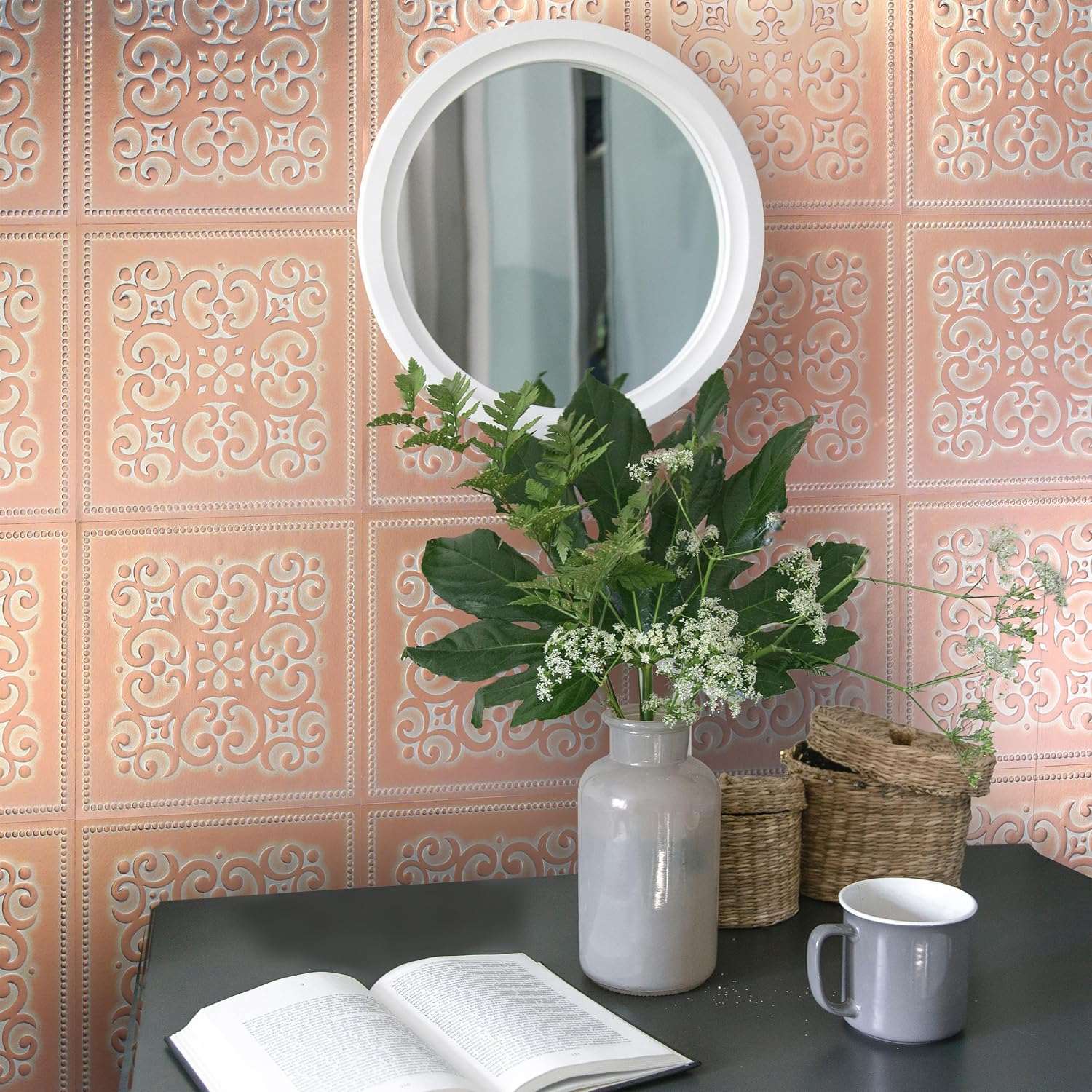 Patina Copper Peel Stick Wallpaper Tiles