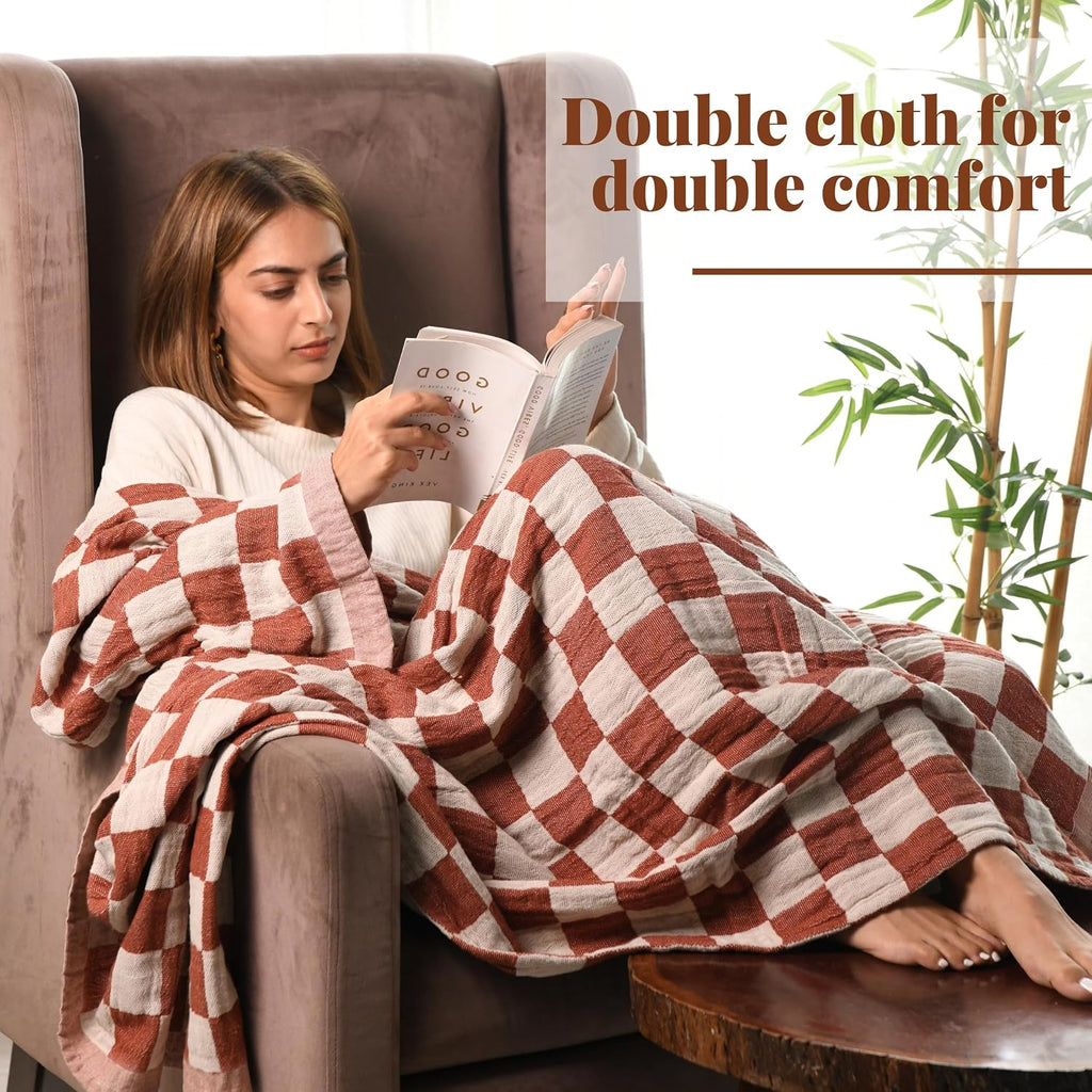 Rust Cotton Fall Throw Blanket